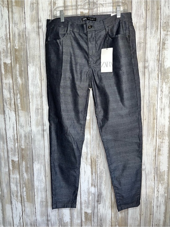 Zara Pants - Zara Plaid Skinny Pants NWT Size 34 High Rise Gray Check Career Work Pants